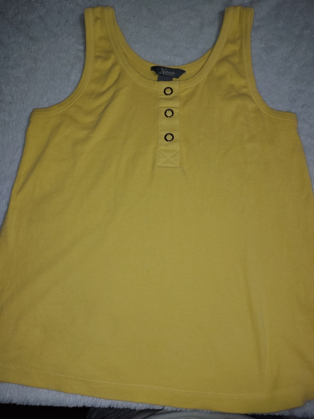 Natural Reflections Yellow Ribbed Tank with Button Placket